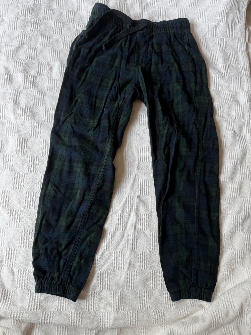 Abercrombie & Fitch Black and Dark Green Plaid Joggers